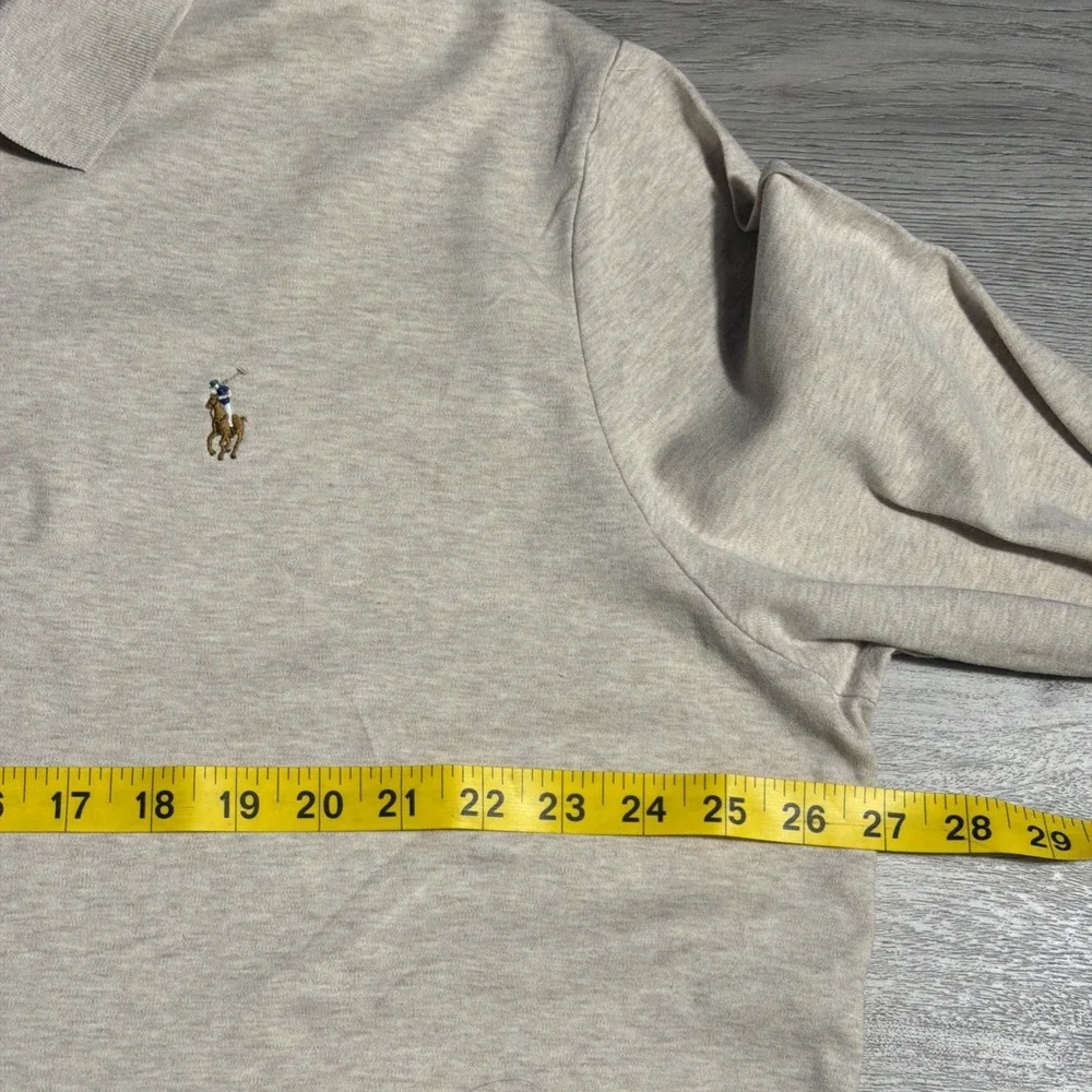 Polo Ralph Lauren Long Sleeve Polo Shirt Cream Tan XXL Pima Soft Touch Cotton